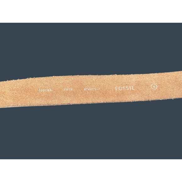 Fossil Women's Embossed Embroidered Brown Leather Belt With Floral Pattern Sz S - Picture 6 of 7